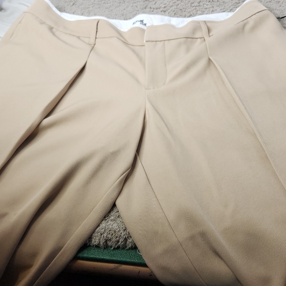 Women's Mid-Rise Wide Leg Contrast Waistband Trousers Future Collective Khaki XL - Picture 8 of 16